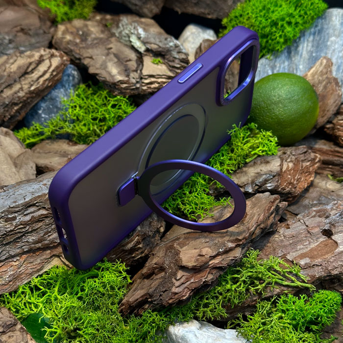 Slim Matte Case with ring stand iPhone 15 Pro Purple