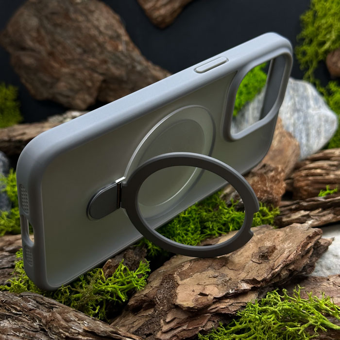 Чохол Slim Matte Case ring stand with camera protective iPhone 15 Pro Max Grey