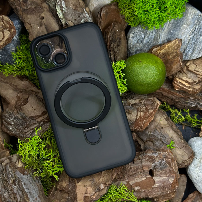 Чохол Slim Matte Case ring stand with camera protective iPhone 12/12 Pro Black