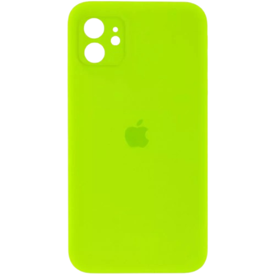 Apple silicone case FULL (закрита камера) Iphone 11 Flash Lime