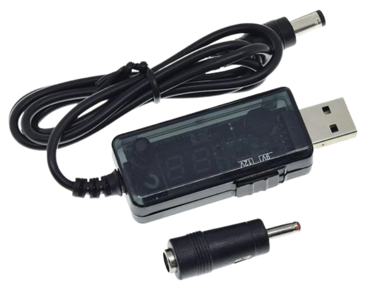 Кабель живлення для роутерів USB to DC (5.5х2.5мм з перехідником 1.35мм) 9V-12V 1A