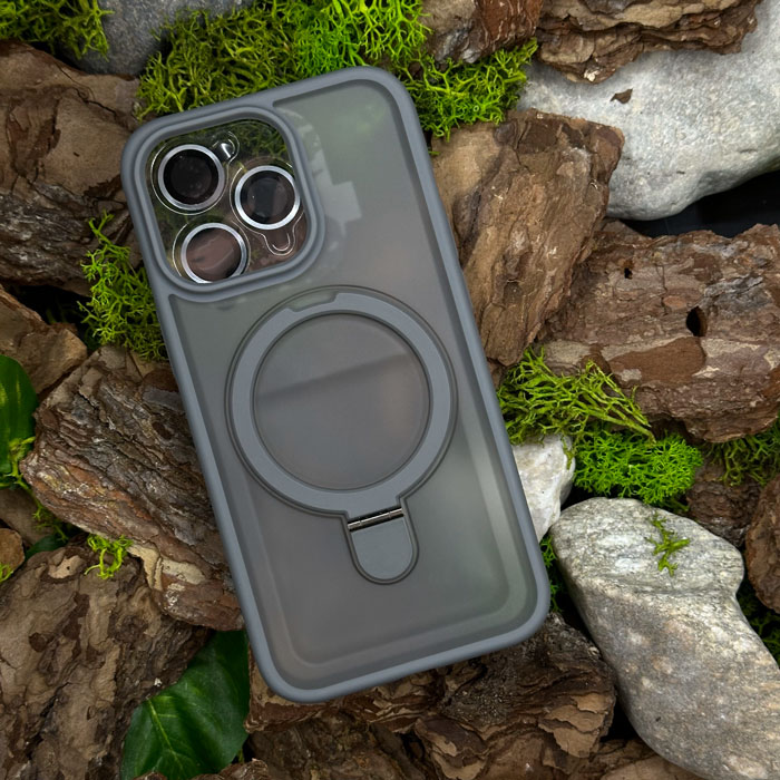 Чохол Slim Matte Case ring stand with camera protective iPhone 15 Pro Max Grey