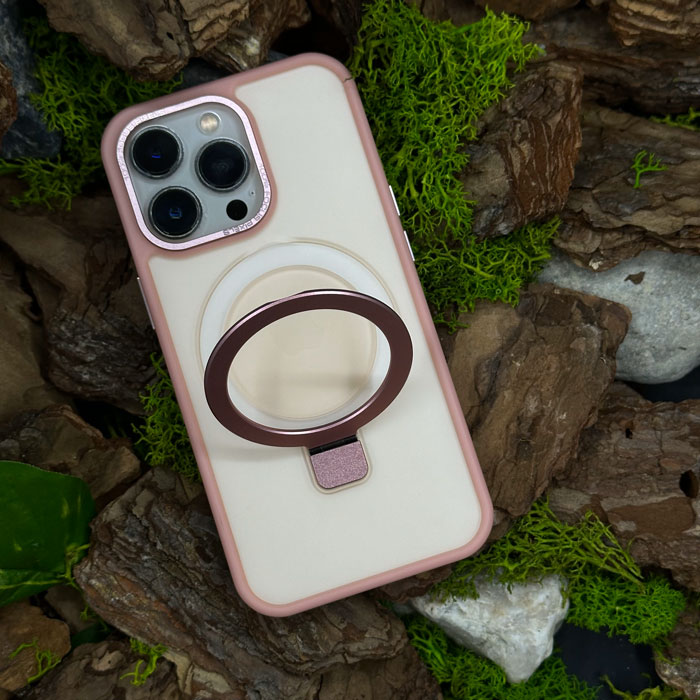 Чохол Slim Matte Case with ring stand iPhone 15 Pro Pink