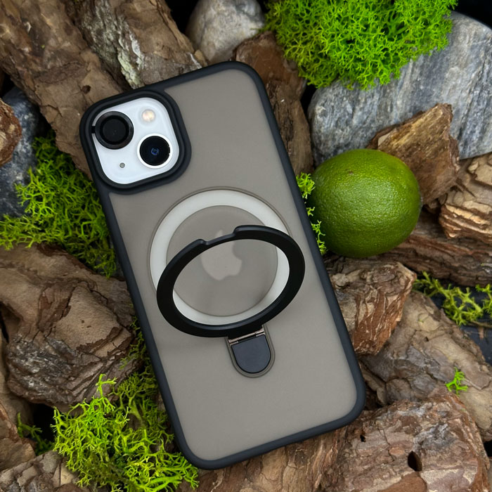 Чохол Slim Matte Case ring stand with camera protective iPhone 12/12 Pro Black
