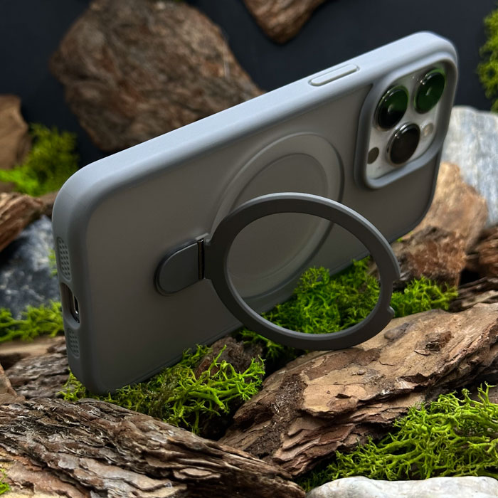 Чохол Slim Matte Case ring stand with camera protective iPhone 16 Pro Max Grey