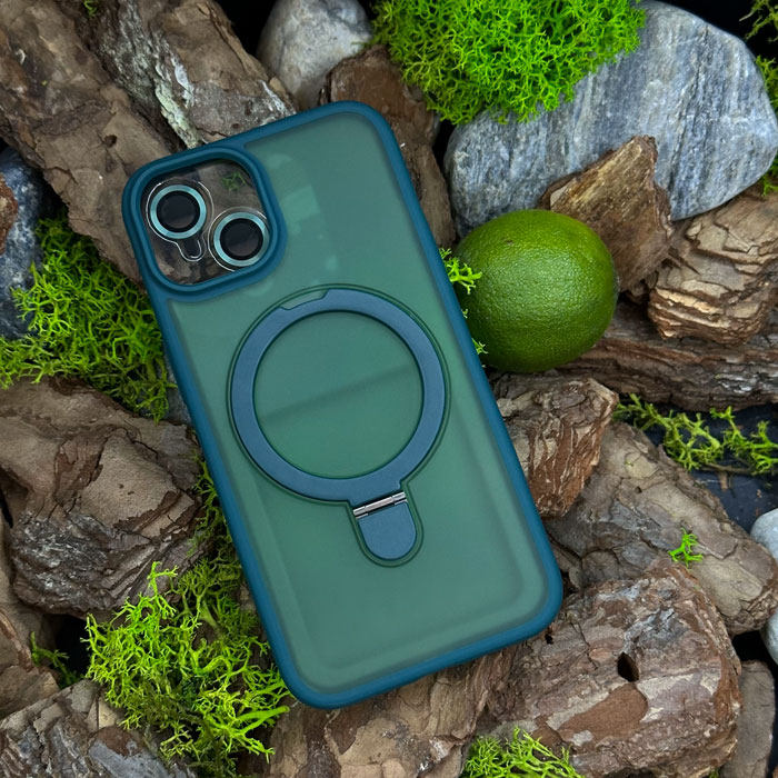Чохол Slim Matte Case ring stand with camera protective iPhone 15 Plus Green