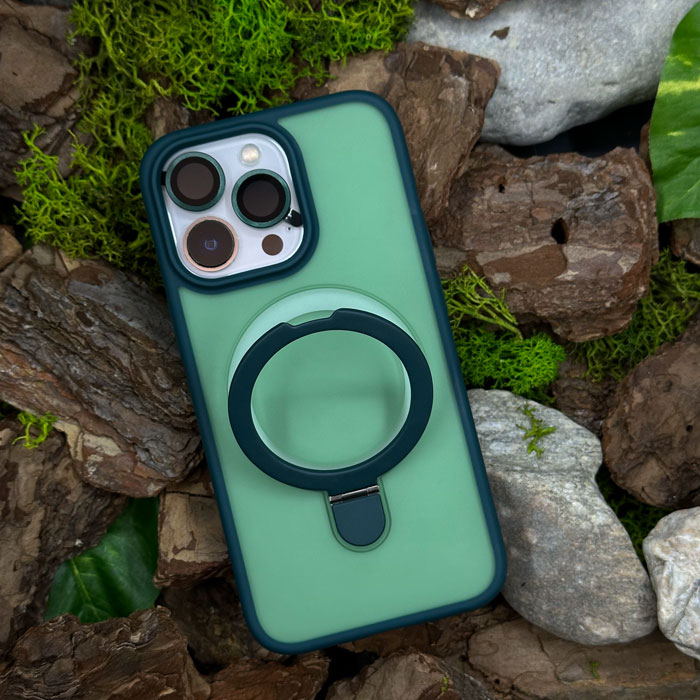 Чохол Slim Matte Case ring stand with camera protective iPhone 16 Pro Max Green
