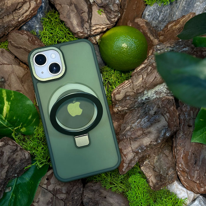 Чохол Slim Matte Case with ring stand iPhone 15 Green