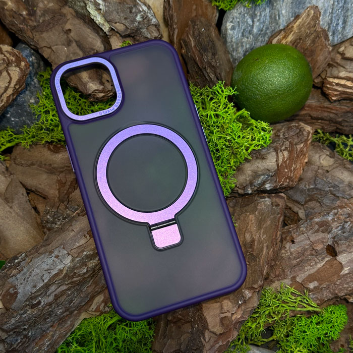 Slim Matte Case with ring stand iPhone 15 Pro Purple