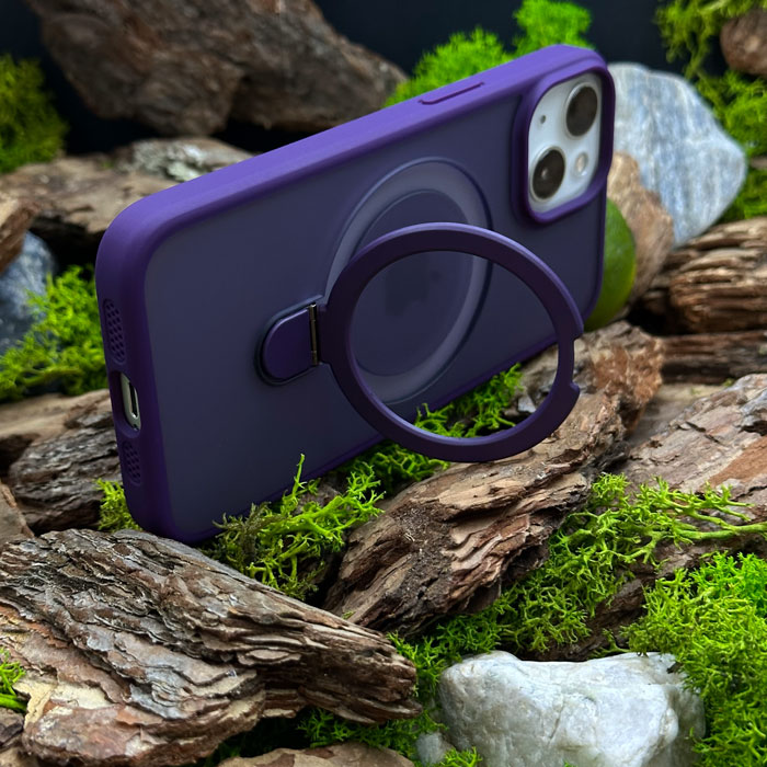 Чохол Slim Matte Case ring stand with camera protective iPhone 15 Plus Purple