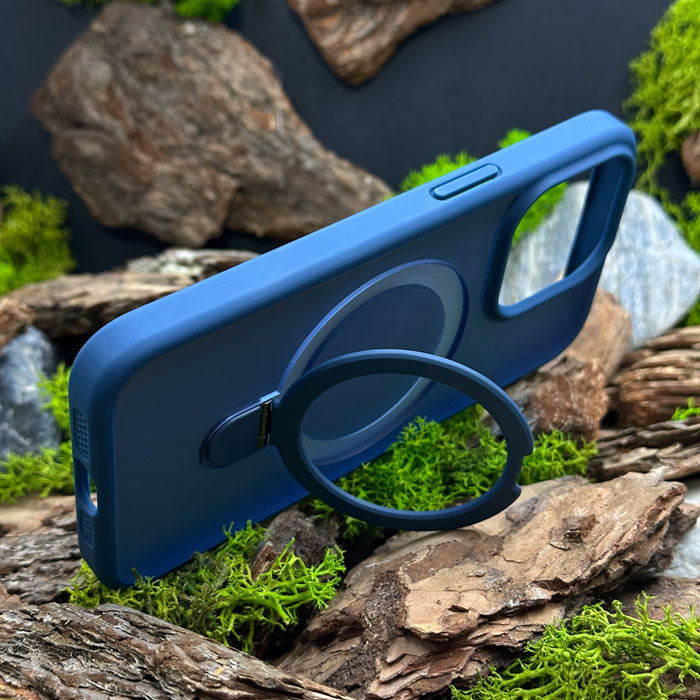 Чохол Slim Matte Case ring stand with camera protective iPhone 15 Pro Blue