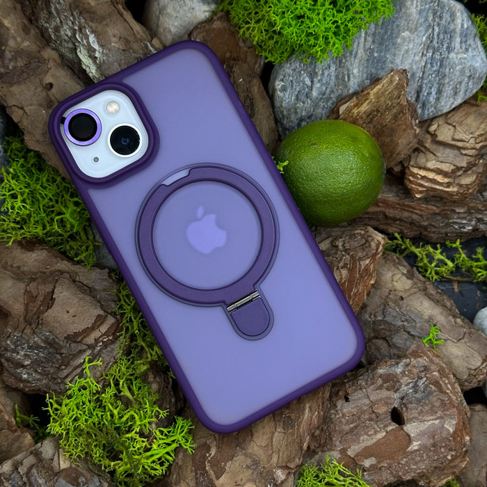Чохол Slim Matte Case ring stand with camera protective iPhone 15 Purple