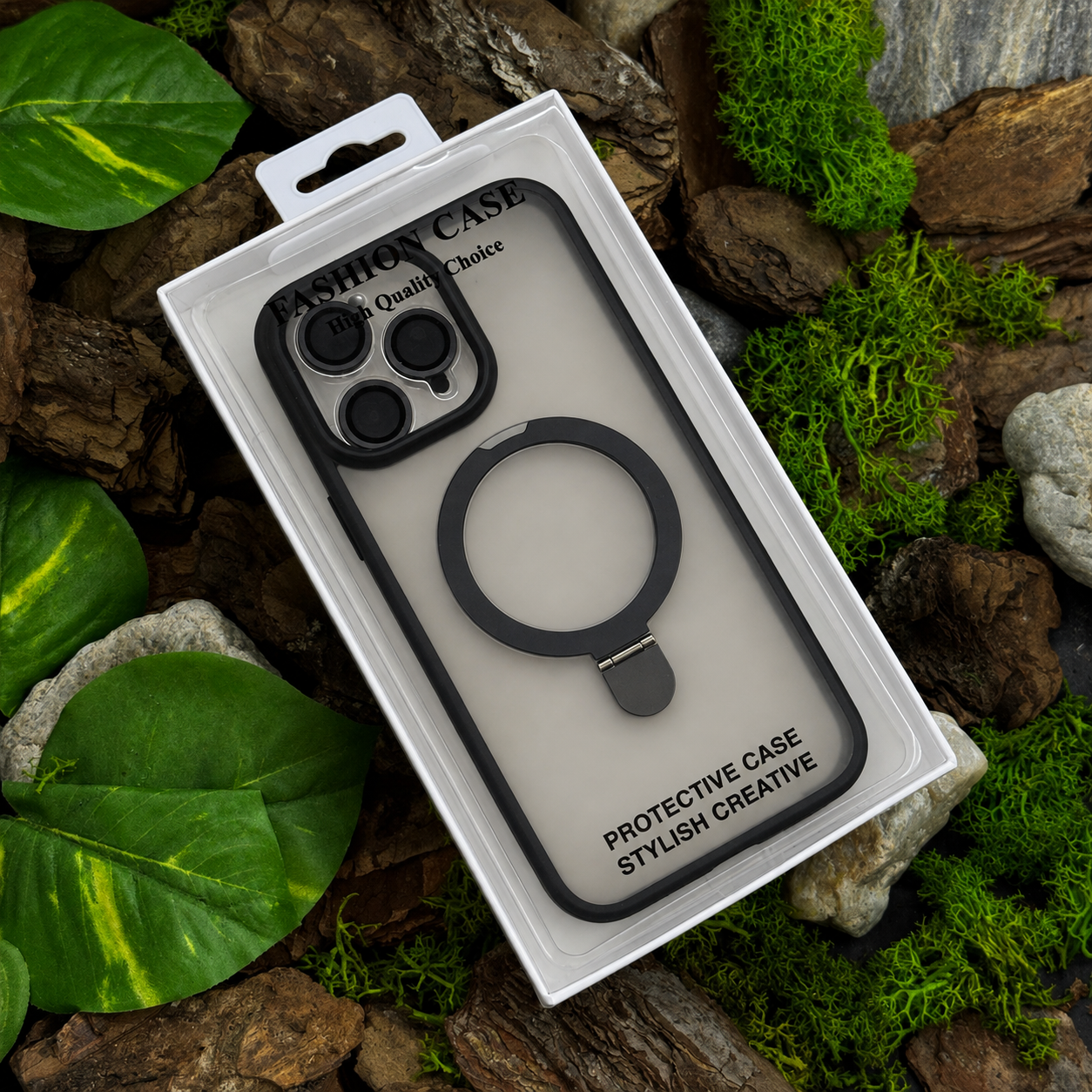 Чохол Slim Matte Case ring stand with camera protective iPhone 12 Pro Max Black
