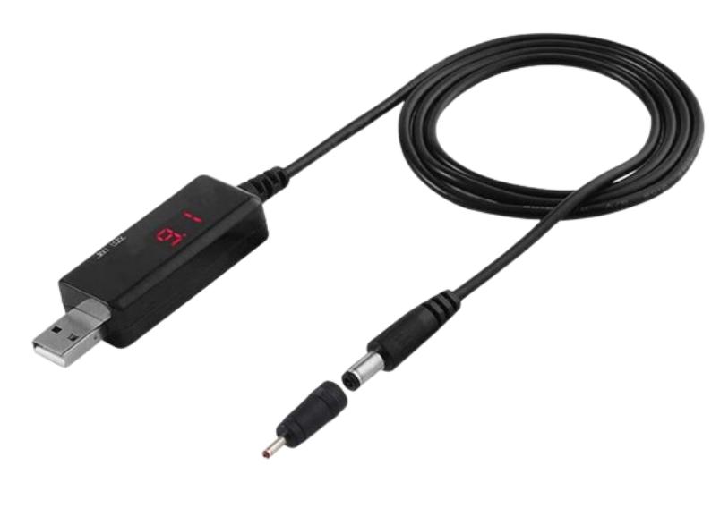 Кабель живлення для роутерів USB to DC (5.5х2.5мм з перехідником 1.35мм) 9V-12V 1A