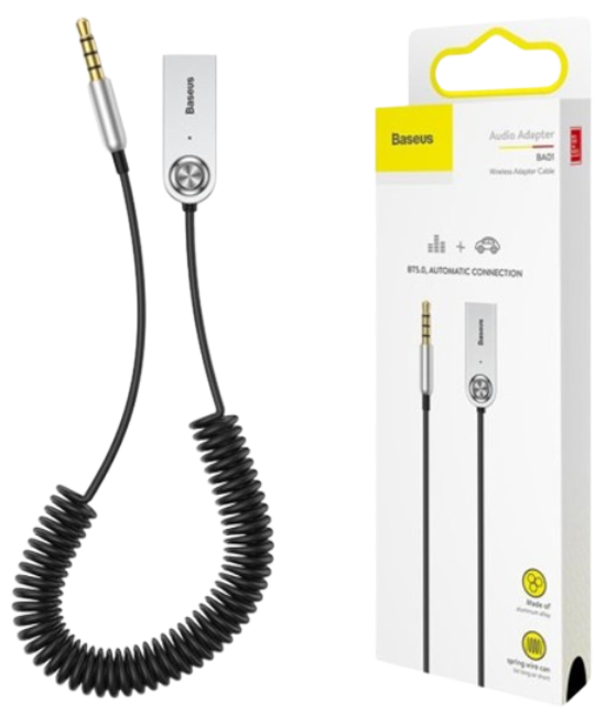 Bluetooth AUX аудіоадаптер Baseus Audio Wireless Adapter Cable Black BA01 (CABA01-01)