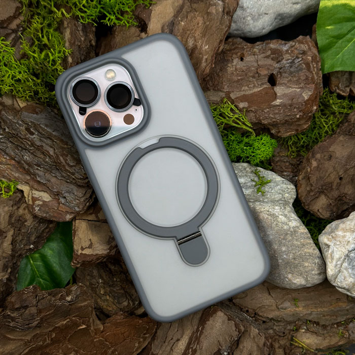 Чохол Slim Matte Case ring stand with camera protective iPhone 15 Pro Max Grey