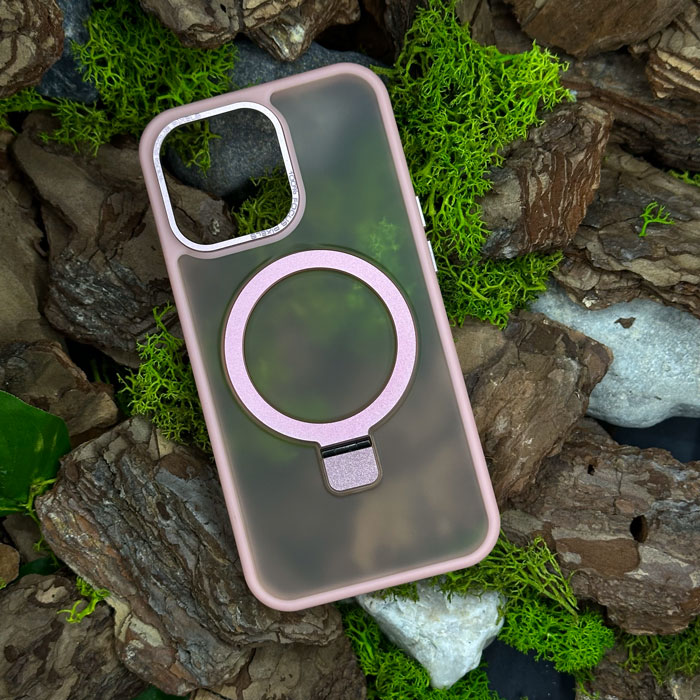 Чохол Slim Matte Case with ring stand iPhone 15 Pro Pink