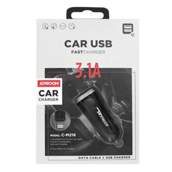 Автомобільний зарядний пристрій Joyroom C-M216 2USB 3.1A Black + кабель Micro USB