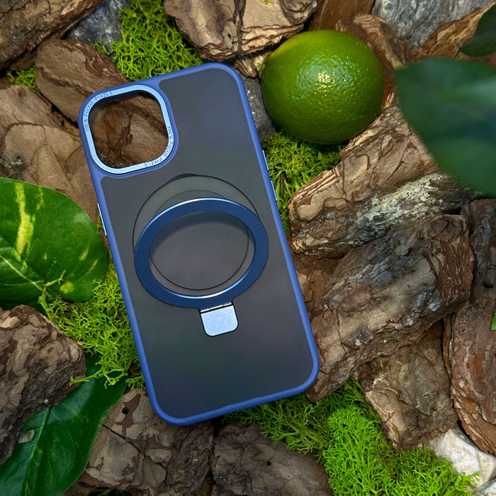 Slim Matte Case with ring stand iPhone 14 Pro Blue