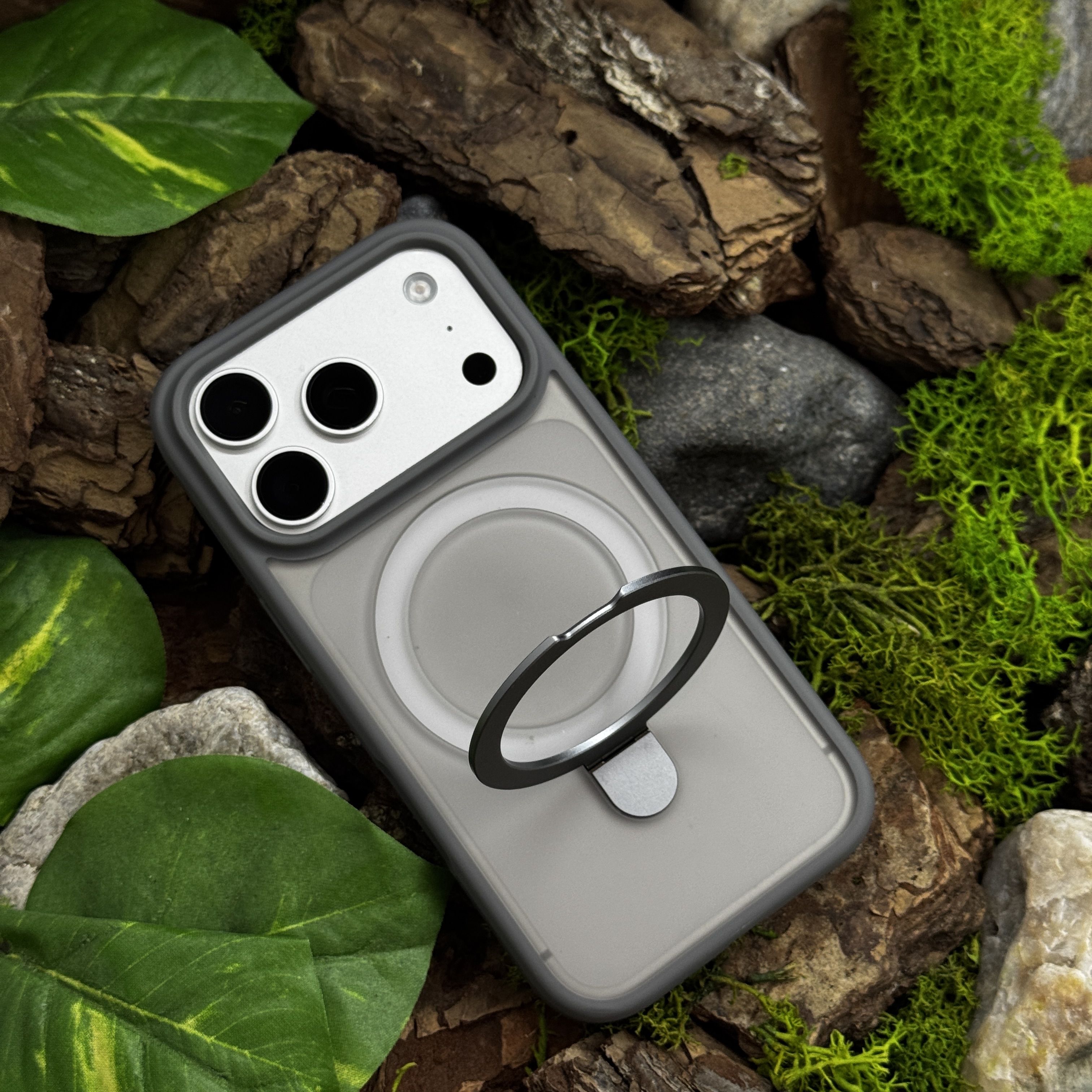 Чохол Slim Matte Case ring stand with camera protective iPhone 17 Pro Grey