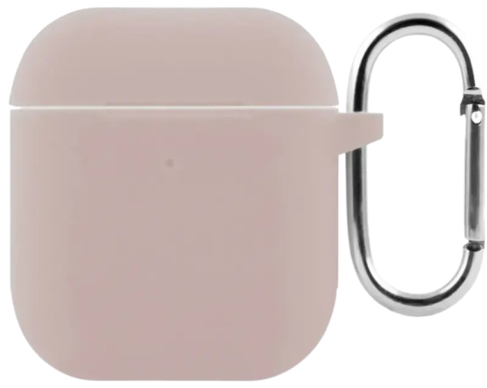 Чохол for AirPods 1/2 SILICONE CASE (з карабіном) Pink Sand