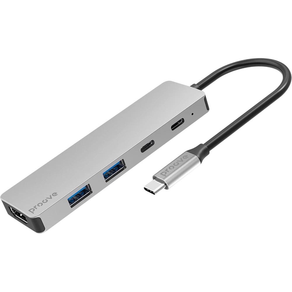 Type-C-Хаб Proove Iron Link 5 in 1 (2*Type-C + 2*USB3.0 + HDMI) Silver
