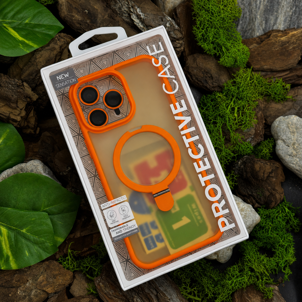 Чохол Slim Matte Case ring stand with camera protective iPhone 14 Orange