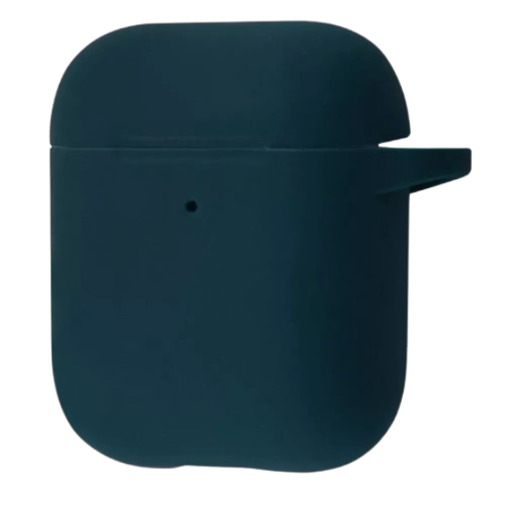 Чохол for AirPods 1/2 SILICONE CASE (з карабіном) Forest Green