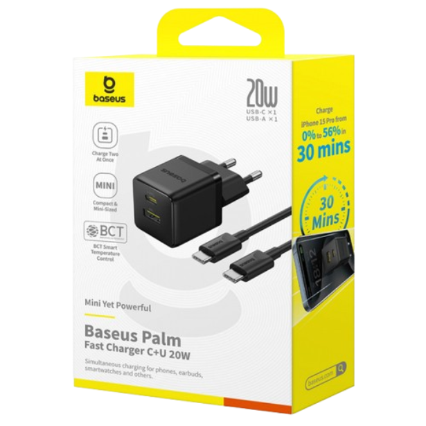 Baseus Palm Fast 20W 1m + кабель USB-C Black