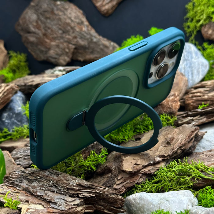 Чохол Slim Matte Case ring stand with camera protective iPhone 16 Pro Green