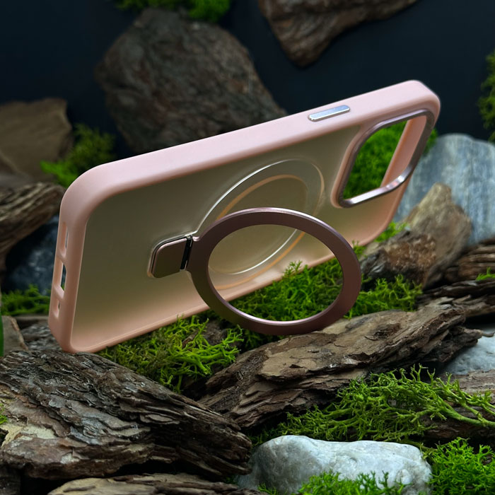 Чохол Slim Matte Case with ring stand iPhone 15 Pro Pink