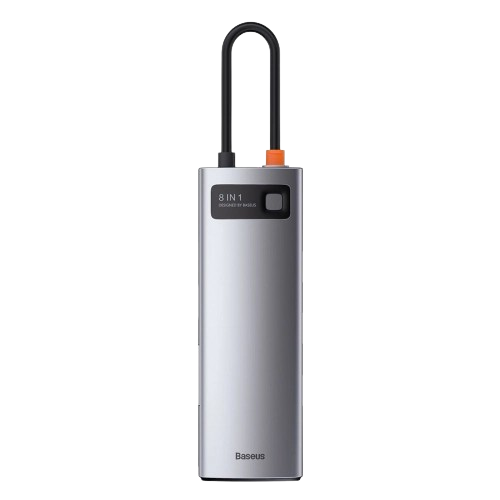 Type-C Хаб Baseus Metal Gleam Series 8-in-1 (3xUSB3.0 + 4KHD + RJ45 + Type-C + TF + SD)