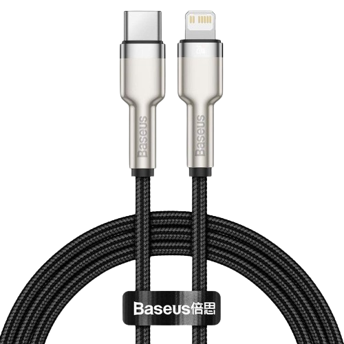 Кабель Type-C to Lightning Baseus Cafule Metal 20W (CATLJK-A01) 1m Black