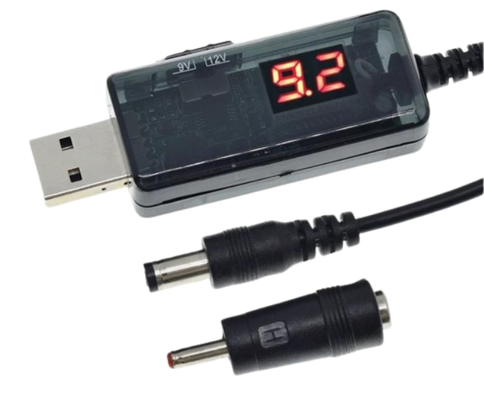 Кабель живлення для роутера USB to DC (5.5х2.5мм з перехідником 1.35мм) 9V-12V 1A