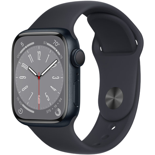 Apple Watch 8 41mm Midnight Aluminium Case with Black Sport Band New No Box