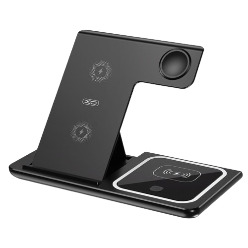 Бездротовий зарядний пристрій XO WX023 15W 3 in 1 (iPhone+Apple Watch+AirPods) Black