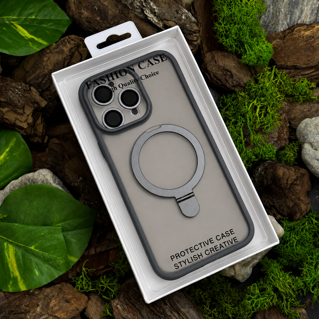 Чохол Slim Matte Case ring stand with camera protective iPhone 12 Pro Max Grey