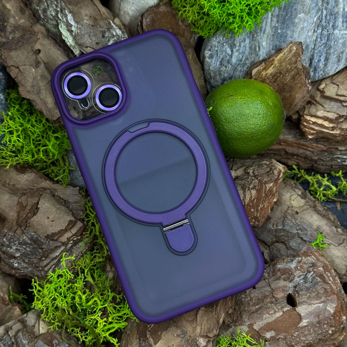 Чохол Slim Matte Case ring stand with camera protective iPhone 15 Plus Purple