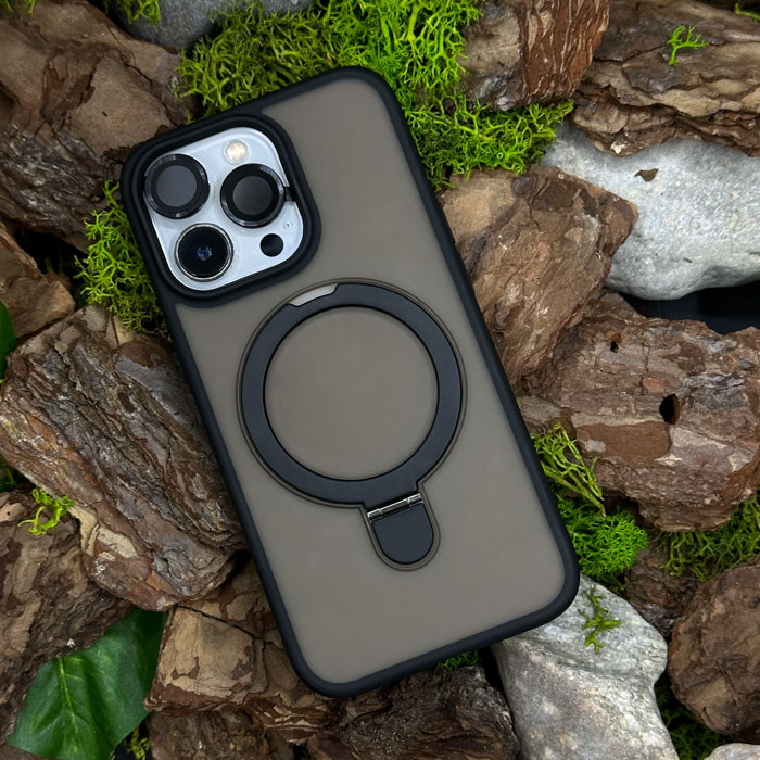 Чохол Slim Matte Case ring stand with camera protective iPhone 16 Pro Black