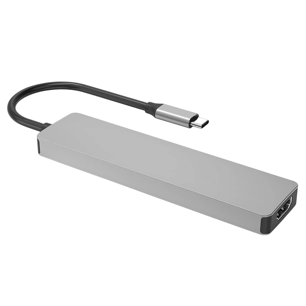 Type-C-Хаб Proove Iron Link 7 in 1 (2*Type-C+2*USB3.0+HDMI+SD/TF) Silver