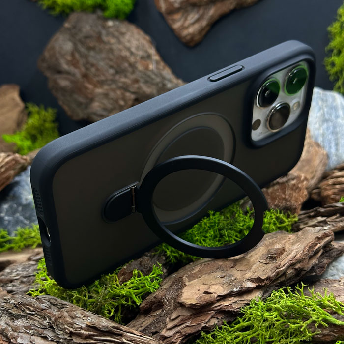 Чохол Slim Matte Case ring stand with camera protective iPhone 16 Pro Black