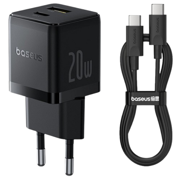 Мережевий зарядний пристрій Baseus Palm Fast 20W 1m + кабель USB-C Black