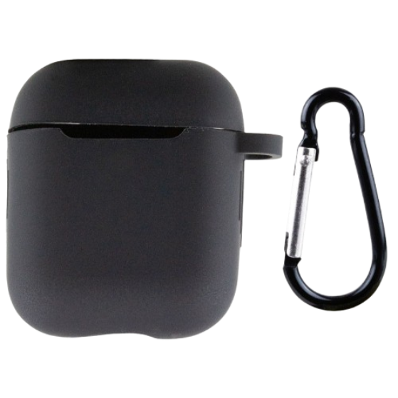 Чохол for AirPods 1/2 SILICONE CASE (з карабіном) Black