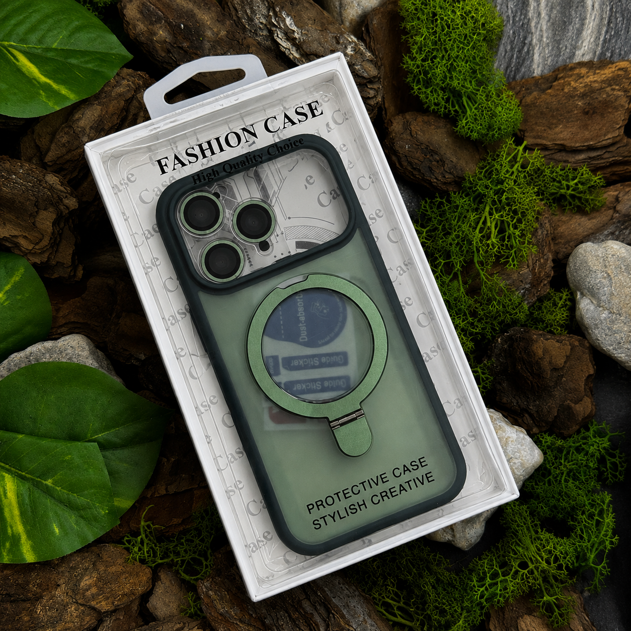 Чохол Slim Matte Case ring stand with camera protective iPhone 17 Pro Green