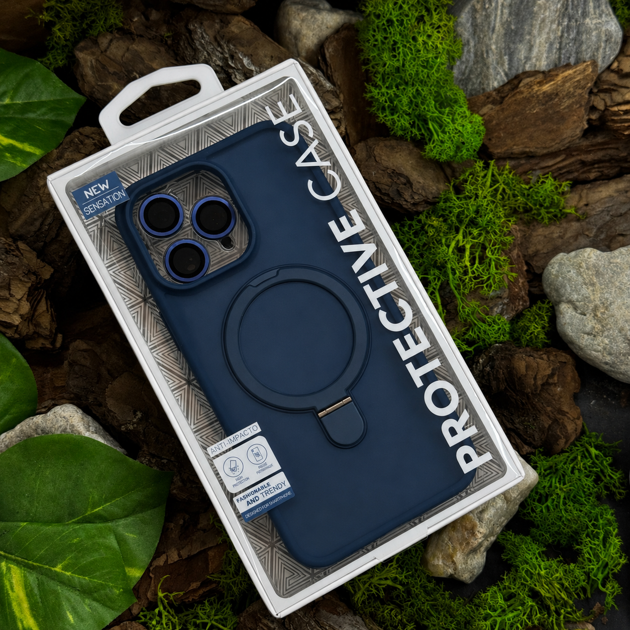 Чохол Slim Matte Case ring stand with camera protective iPhone 14 Blue