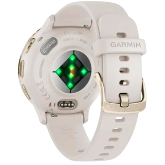 Garmin Venu 3S Soft Gold with Ivory Case and Silicone Band