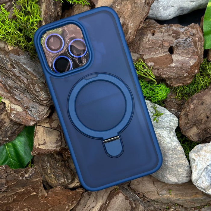 Чохол Slim Matte Case ring stand with camera protective iPhone 15 Pro Blue