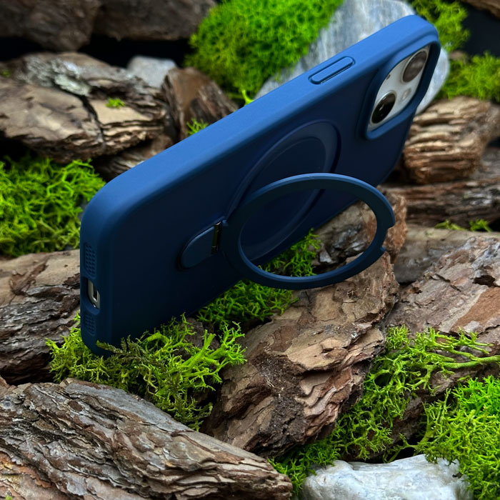 Чохол Slim Matte Case ring stand with camera protective iPhone 15 Plus Blue