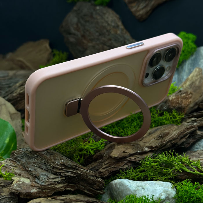 Чохол Slim Matte Case with ring stand iPhone 15 Pro Pink