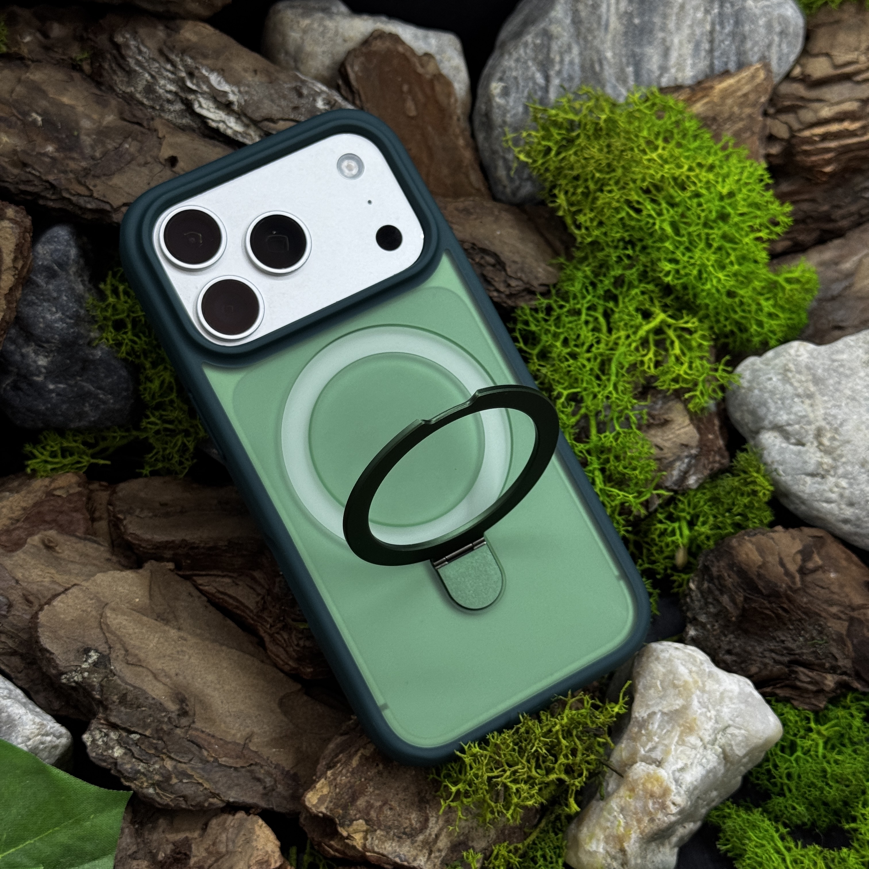 Чохол Slim Matte Case ring stand with camera protective iPhone 17 Pro Green